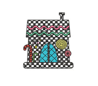 Gingham Gingerbread House Machine Embroidery Design, 2 sizes, 4x4 hoop, Checkered
