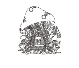 Mushroom House Machine Embroidery Design, 2 sizes, Quick Stitch, Mushroom embroidery design - sproutembroiderydesigns