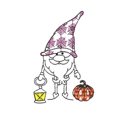 Halloween Gnome Machine Embroidery Design, 2 sizes, Pumpkin Gnome embroidery - sproutembroiderydesigns