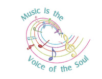 Music is the Voice of the Soul Machine Embroidery Design, 3 sizes, Swirl music notes embroidery design, music machine embroidery - sproutembroiderydesigns
