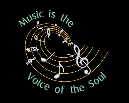 Music is the Voice of the Soul Machine Embroidery Design, 3 sizes, Swirl music notes embroidery design, music machine embroidery - sproutembroiderydesigns