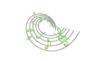 Swirl Music Notes Machine Embroidery Design, 2 sizes, Music composition embroidery design, music machine embroidery