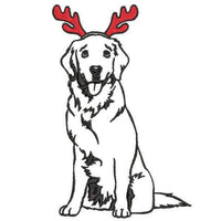 Christmas Golden Retriever Dog Machine Embroidery Design - sproutembroiderydesigns