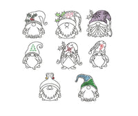 Collection of Christmas Gnomes Machine Embroidery Design, 2 sizes each, Quick Stitch Gnome Embroidery