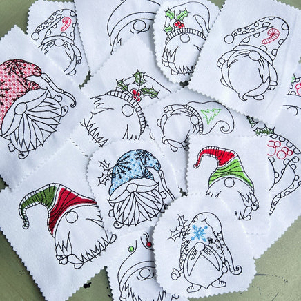 Collection of Christmas Gnomes Machine Embroidery Design, 2 sizes each, Quick Stitch Gnome Embroidery