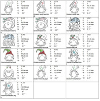 Collection of Christmas Gnomes Machine Embroidery Design, 2 sizes each, Quick Stitch Gnome Embroidery