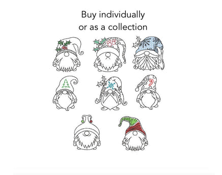 Collection of Christmas Gnomes Machine Embroidery Design, 2 sizes each, Quick Stitch Gnome Embroidery