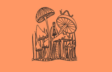 Mushroom Forest Machine Embroidery Design, 3 sizes, Quick Stitch, Mushroom embroidery design