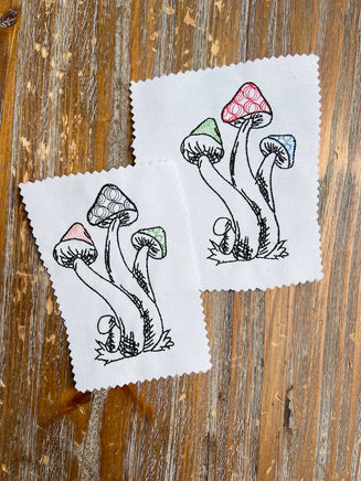 Three Mushroom Machine Embroidery Design, Quick Stitch, Mushroom embroidery design, PES, DST, EXP pcs hus vip sew shv jef csd vp3