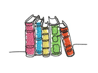 Stack of Books Machine Embroidery Design, 4 sizes, Scribble Doodle Design - sproutembroiderydesigns
