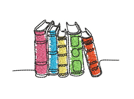 Stack of Books Machine Embroidery Design, 4 sizes, Scribble Doodle Design - sproutembroiderydesigns