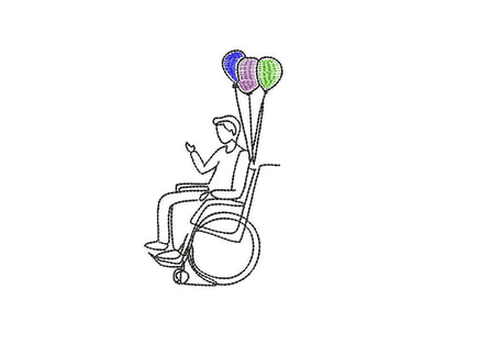 Balloons Wheelchair Machine Embroidery Design - sproutembroiderydesigns