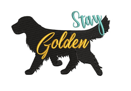 Stay Golden Retriever Dog Machine Embroidery Design, 2 Sizes, Golden Retriever Embroidery Design - sproutembroiderydesigns