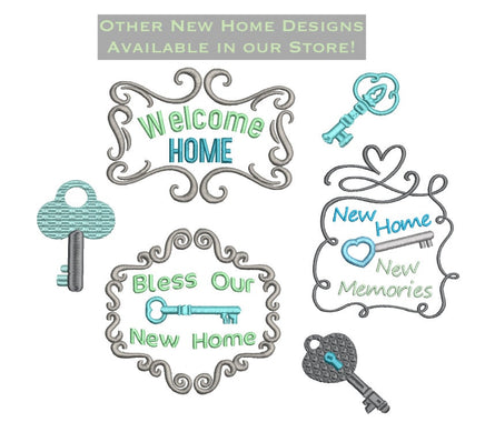 New Home Machine Embroidery Design, 2 Sizes, Welcome Home Embroidery Design
