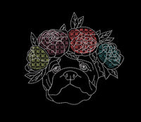 Flower Bulldog Machine Embroidery Design - sproutembroiderydesigns