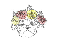 Flower Bulldog Machine Embroidery Design - sproutembroiderydesigns