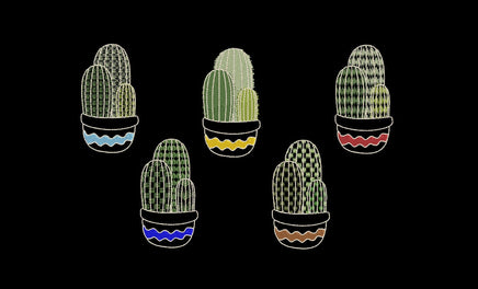 Cactus Embroidery Design, 5 Designs, Cactus collection Embroidery Design, Quick Stitch, PES, VIP, DST, vp3, pcs + more, Style 3