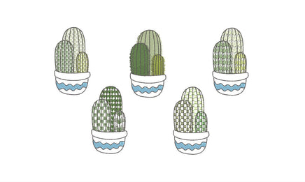 Cactus Collection Embroidery Design, Cactus Embroidery Design, Quick Stitch, PES, VIP, dst, vp3, pcs + more - sproutembroiderydesigns