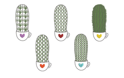 Cactus Collection Embroidery Design, Cactus Embroidery Design, Quick Stitch, PES, VIP, dst, vp3, pcs + more - sproutembroiderydesigns