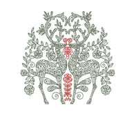 Ornate Reindeer Machine Embroidery Design, 2 sizes, 4x4 and 5x7 hoop, Baroque Christmas Embroidery Design