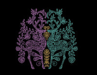 Ornate Reindeer Machine Embroidery Design, 2 sizes, 4x4 and 5x7 hoop, Baroque Christmas Embroidery Design