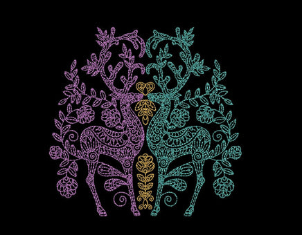 Ornate Reindeer Machine Embroidery Design, 2 sizes, 4x4 and 5x7 hoop, Baroque Christmas Embroidery Design