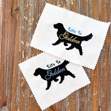 Life Is Golden Retriever Dog Machine Embroidery Design, 2 Sizes, Golden Retriever Embroidery Design