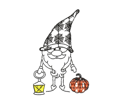 Halloween Gnome Machine Embroidery Design, 2 sizes, Pumpkin Gnome embroidery - sproutembroiderydesigns