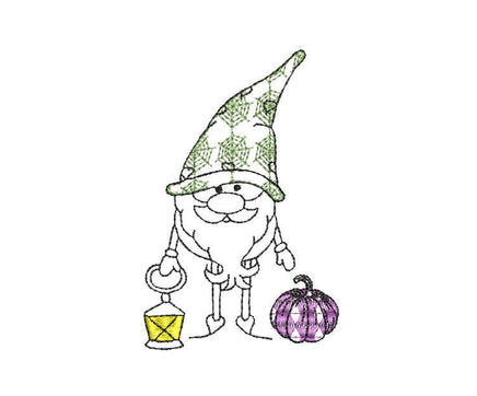 Halloween Gnome Machine Embroidery Design, 2 sizes, Pumpkin Gnome embroidery - sproutembroiderydesigns