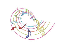 Swirl Music Notes Machine Embroidery Design, 2 sizes, Music composition embroidery design, music machine embroidery