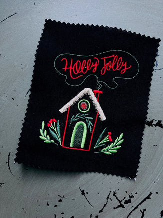 Holly Jolly Christmas House Machine Embroidery Design - sproutembroiderydesigns