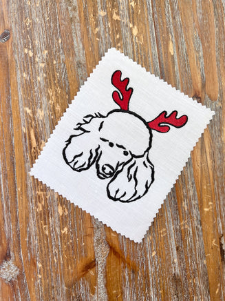 Christmas Poodle Dog Machine Embroidery Design, 2 Sizes