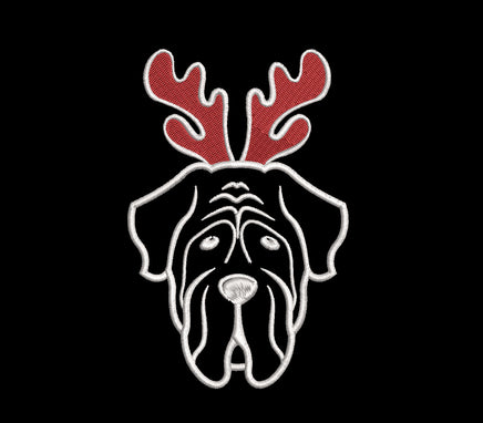 Christmas Mastiff Dog Machine Embroidery Design, 2 Sizes