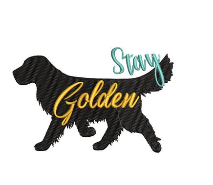 Stay Golden Retriever Dog Machine Embroidery Design, 2 Sizes, Golden Retriever Embroidery Design - sproutembroiderydesigns