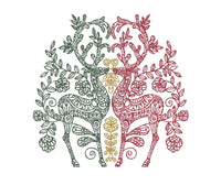 Ornate Reindeer Machine Embroidery Design, 2 sizes, 4x4 and 5x7 hoop, Baroque Christmas Embroidery Design
