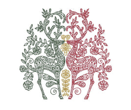 Ornate Reindeer Machine Embroidery Design, 2 sizes, 4x4 and 5x7 hoop, Baroque Christmas Embroidery Design - sproutembroiderydesigns