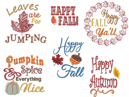 Collection of Autumn Machine Embroidery Design, 6 designs, Autumn embroidery design Set - sproutembroiderydesigns