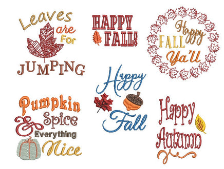 Collection of Autumn Machine Embroidery Design, 6 designs, Autumn embroidery design Set - sproutembroiderydesigns