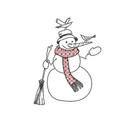 Scarf Snowman Machine Embroidery Design, 2 sizes, Winter Christmas Embroidery Design, 4x4 hoop and 5x7 hoop - sproutembroiderydesigns