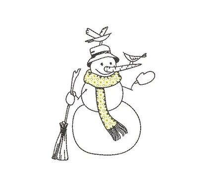 Scarf Snowman Machine Embroidery Design - sproutembroiderydesigns