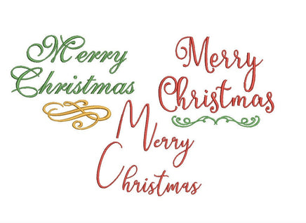 Merry Christmas Collection Machine Embroidery Design, 3 Designs Included, Christmas embroidery designs, 3 Sizes each
