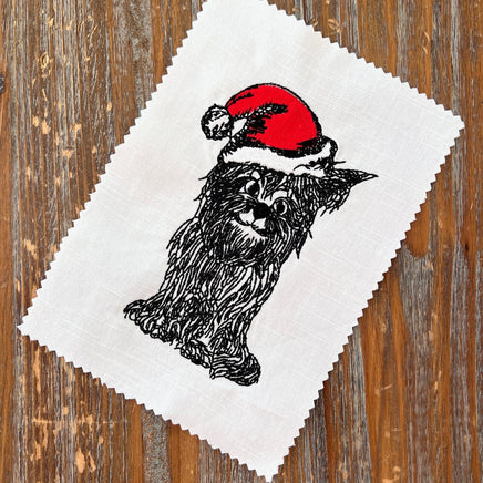 Christmas Dog Machine Embroidery Design, 2 Sizes, Shaggy Dog Embroidery Design