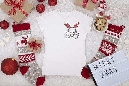 Christmas Poodle Dog Machine Embroidery Design, 2 Sizes