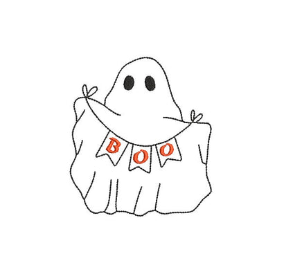 Boo Ghost Machine Embroidery Design, 2 sizes, Halloween Embroidery Design