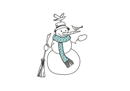 Scarf Snowman Machine Embroidery Design, 2 sizes, Winter Christmas Embroidery Design, 4x4 hoop and 5x7 hoop - sproutembroiderydesigns