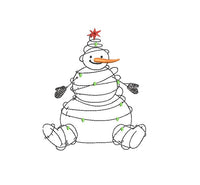 Christmas Lights Snowman Machine Embroidery Design, 2 sizes, Winter Christmas Embroidery Design, 4x4 hoop and 5x7 hoop