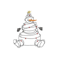 Christmas Lights Snowman Machine Embroidery Design, 2 sizes, Winter Christmas Embroidery Design, 4x4 hoop and 5x7 hoop