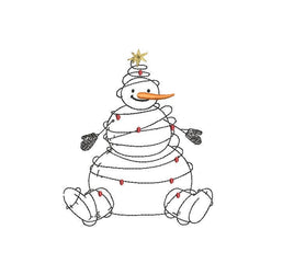 Christmas Lights Snowman Machine Embroidery Design, 2 sizes, Winter Christmas Embroidery Design, 4x4 hoop and 5x7 hoop - sproutembroiderydesigns
