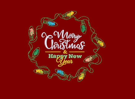 Christmas Lights Wreath Machine Embroidery Design, 2 sizes, Christmas Lights embroidery design