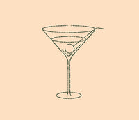 Collection of 3 Bar Glass Machine Embroidery Design, 3 Designs, Martini Embroidery design, cocktail glasses - sproutembroiderydesigns